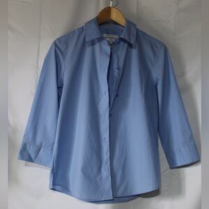 Foxcroft Light Blue Dress Shirt layering beach